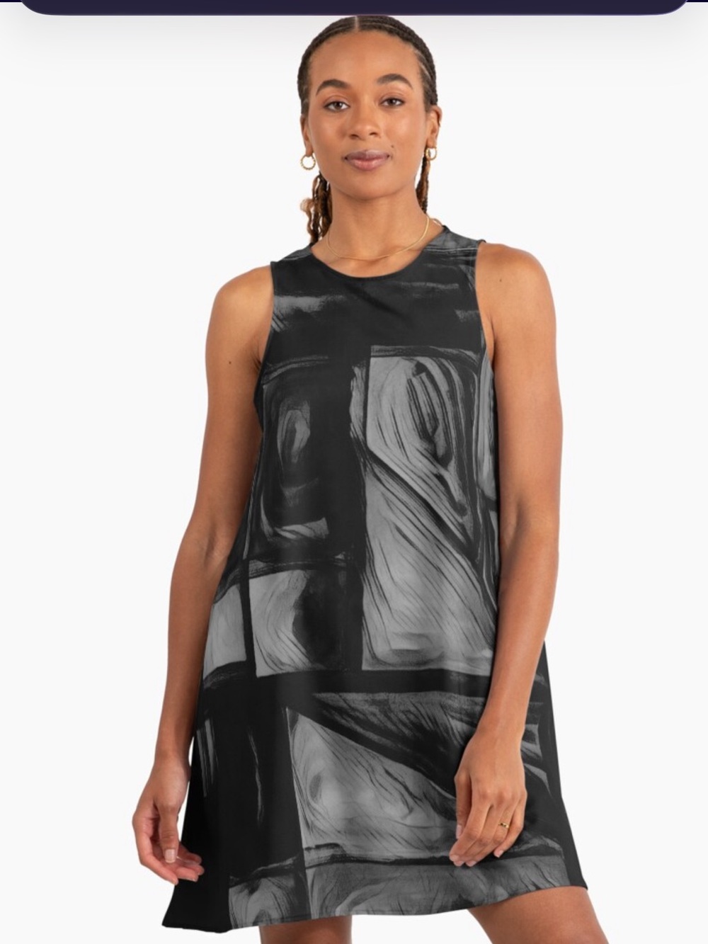 Black & Gray Abstract Midi Dress - Toronto independent artist !